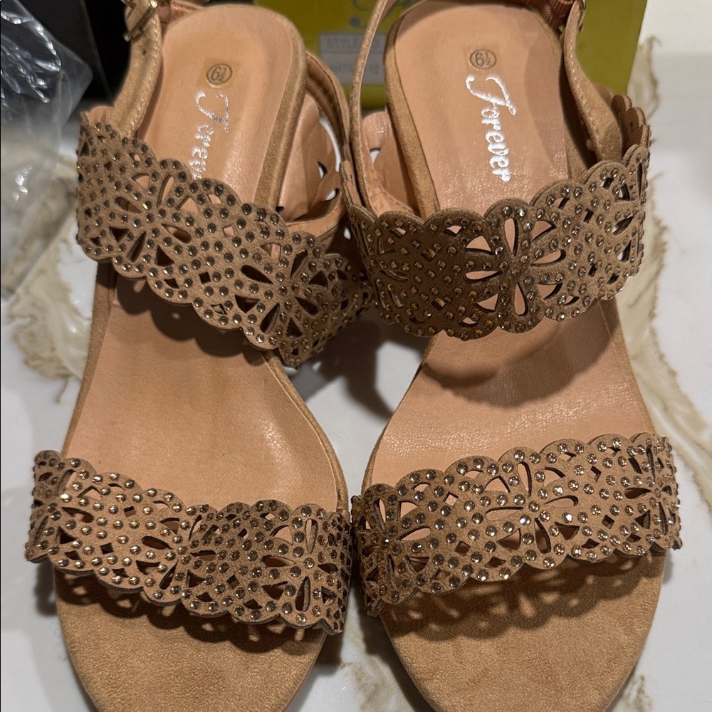 Forever Women's Brown Embellished Sandals